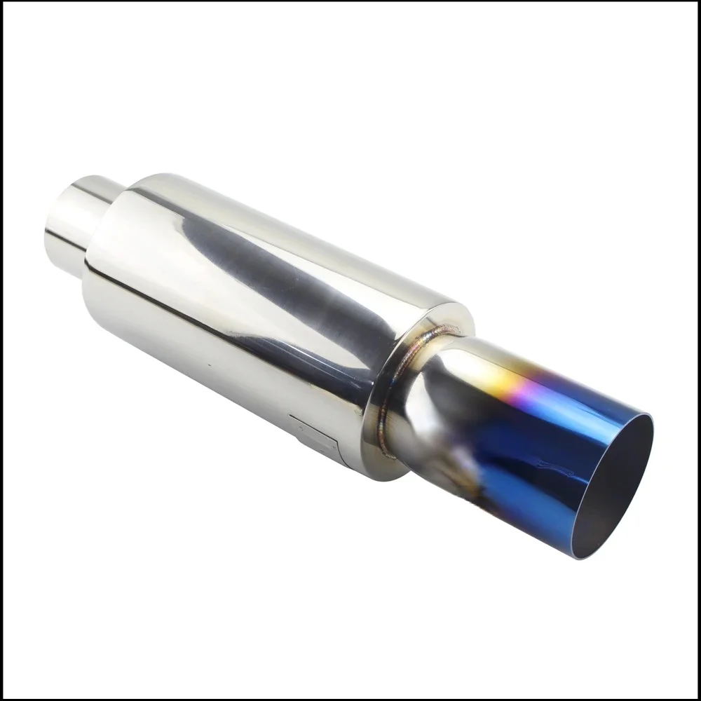 2024 exhaust pipe mufflers tail  High Quality stainless steel Exhaust Systems racing Mufflers 2”2.5”To 3” blue silver - Curated Treasures Market