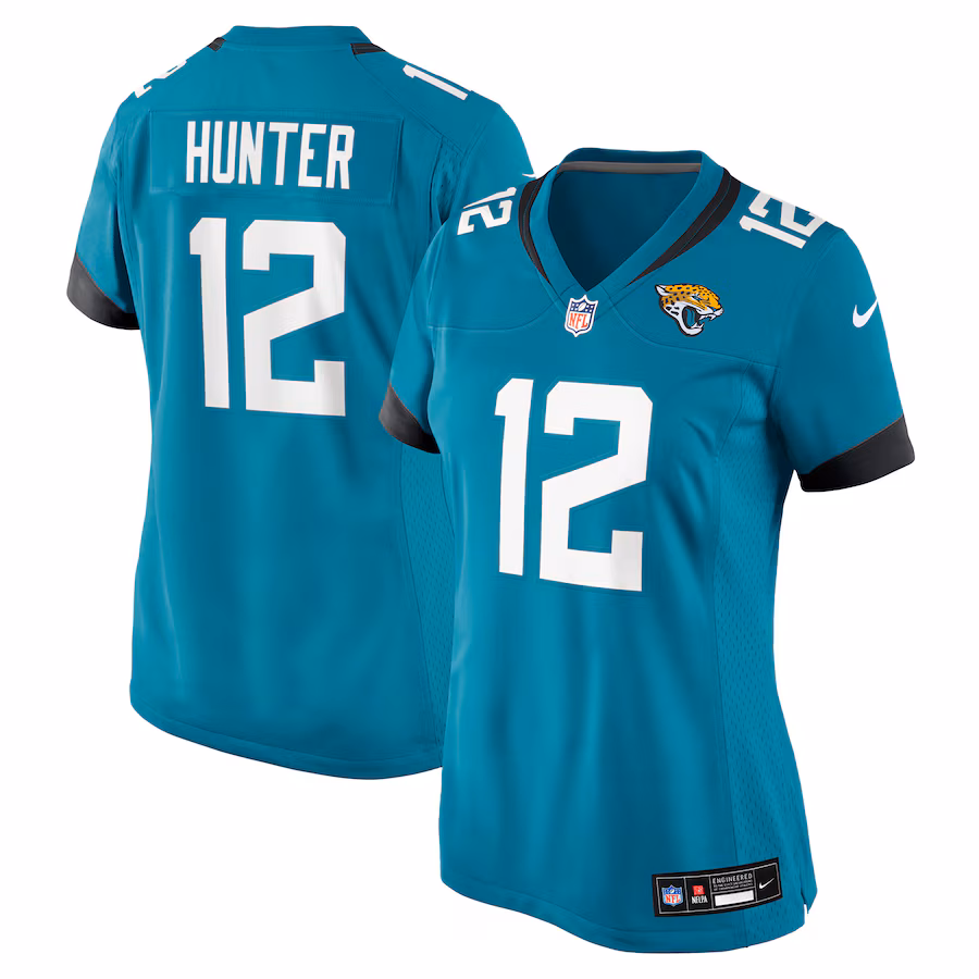 Women's Jacksonville Jaguars Travis Hunter Nike Teal 2025 NFL Draft First Round Pick Team Game Player Jersey