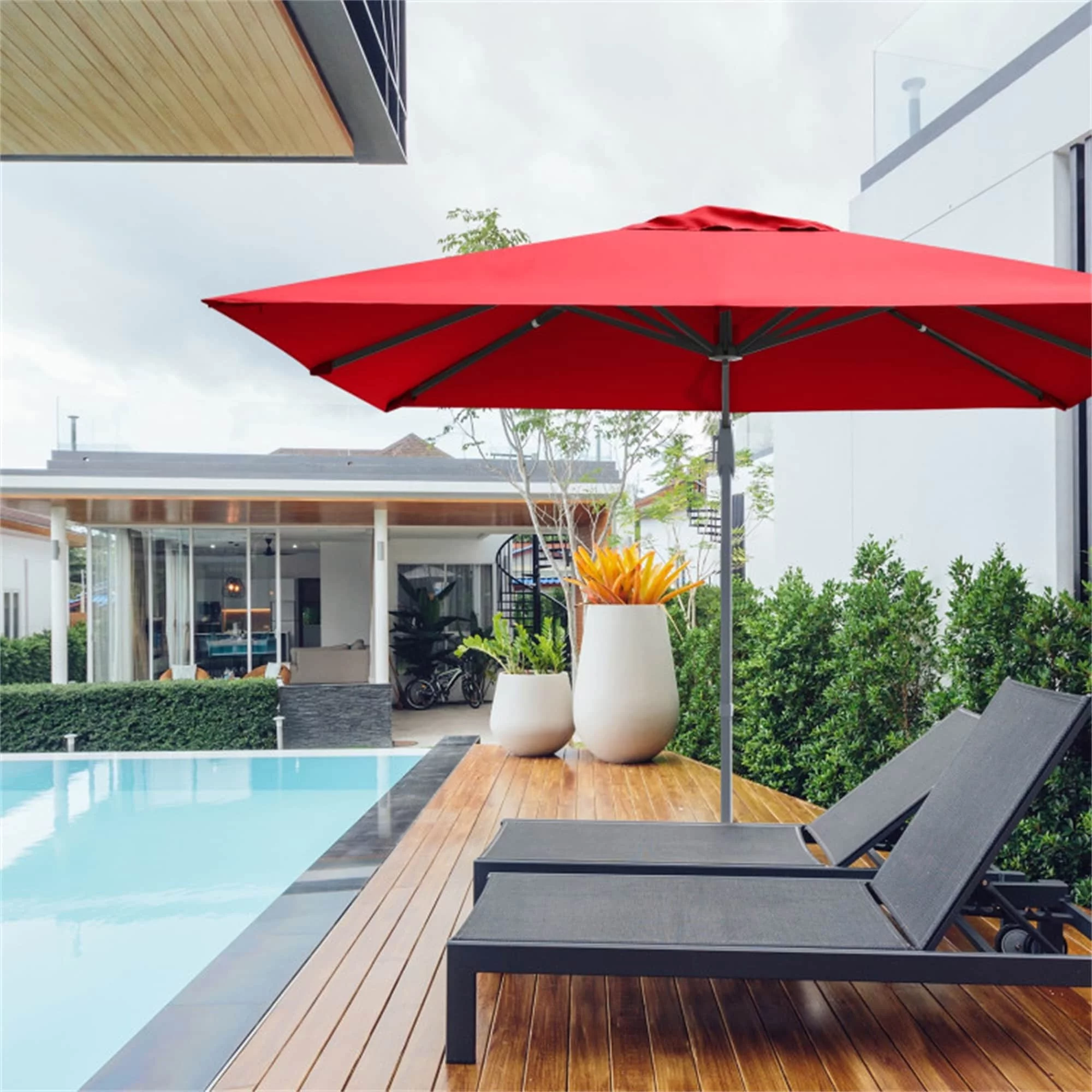 Clihome 10'x13' Ft Rectangular Cantilever Umbrella Navy - Curated Treasures Market