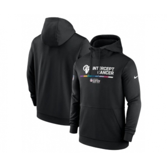 Men's Los Angeles Rams Black 2022 Crucial Catch Therma Performance Pullover Hoodie