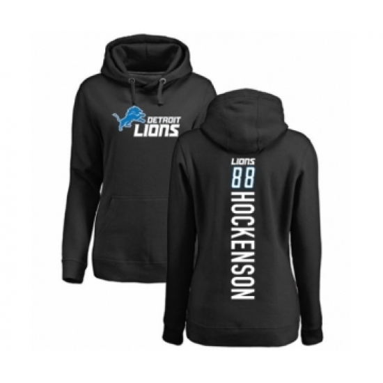 Football Women's Detroit Lions #88 T.J. Hockenson Black Backer Pullover Hoodie