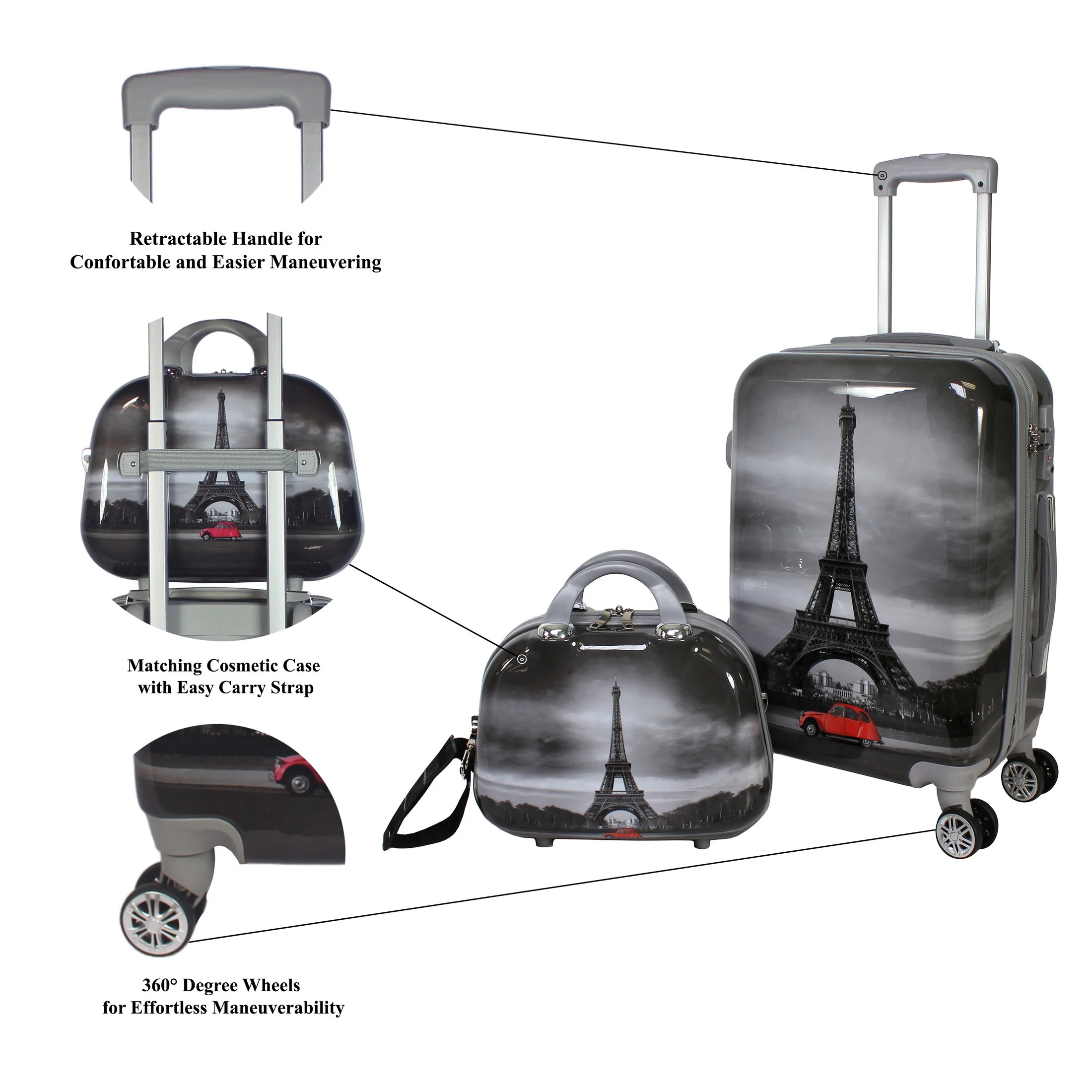 Destination 2 Piece Carry-on Hardside Spinner Luggage Set - Curated Treasures Market