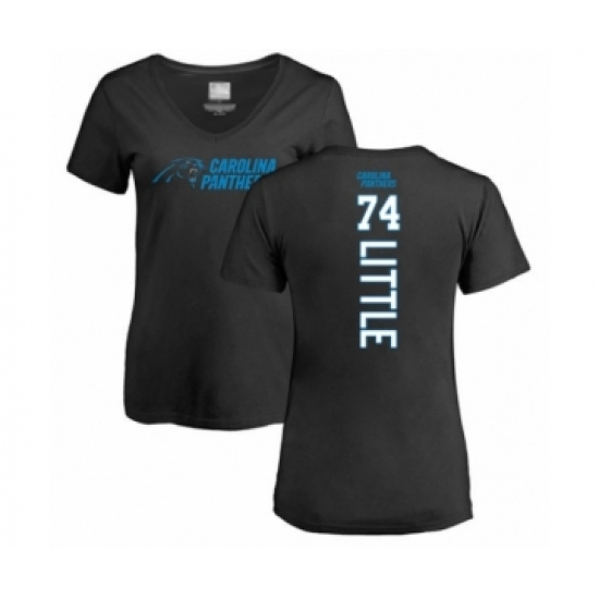 Football Women's Carolina Panthers #74 Greg Little Black Backer T-Shirt