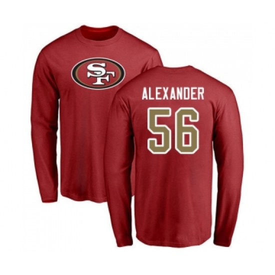 Football San Francisco 49ers #56 Kwon Alexander Red Name & Number Logo Long Sleeve T-Shirt