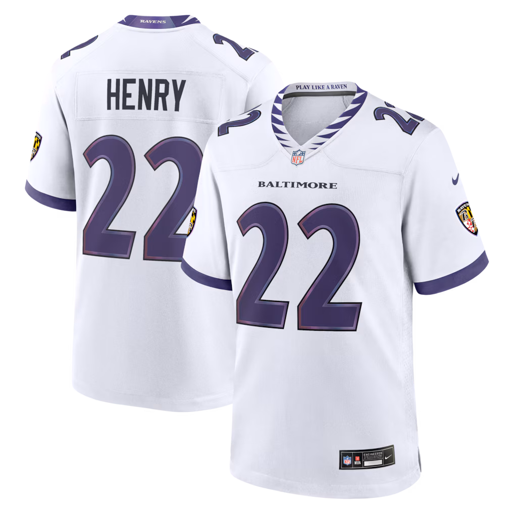 Men's Baltimore Ravens Derrick Henry Nike White Team Vapor F.U.S.E. Stitched Limited Jersey