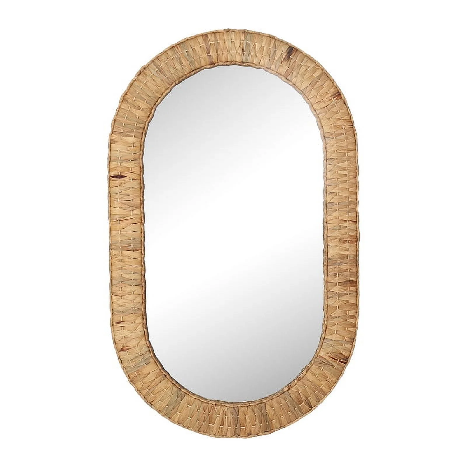 Oasis Grass Oval Rattan Woven Boho Wall Mirror - nonisabriya