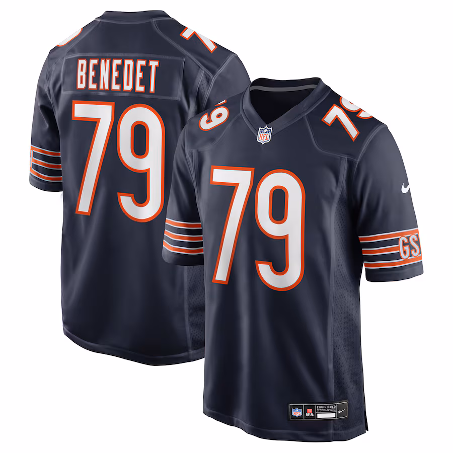 Men's Chicago Bears Theo Benedet Nike Navy Team Game Jersey