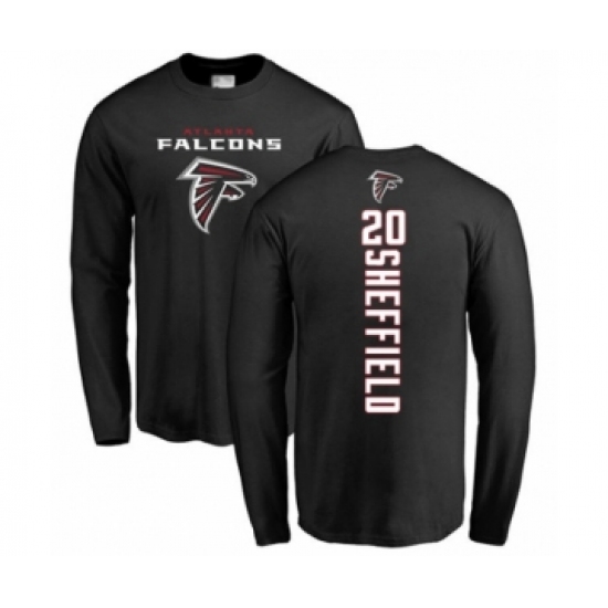 Football Atlanta Falcons #20 Kendall Sheffield Black Backer Long Sleeve T-Shirt