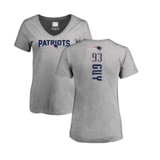 Football Women's New England Patriots #93 Lawrence Guy Ash Backer V-Neck T-Shirt