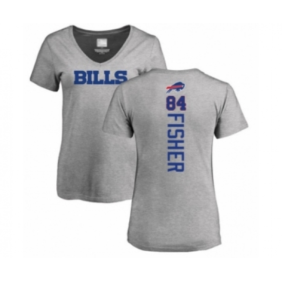 Football Women's Buffalo Bills #84 Jake Fisher Ash Backer V-Neck T-Shirt