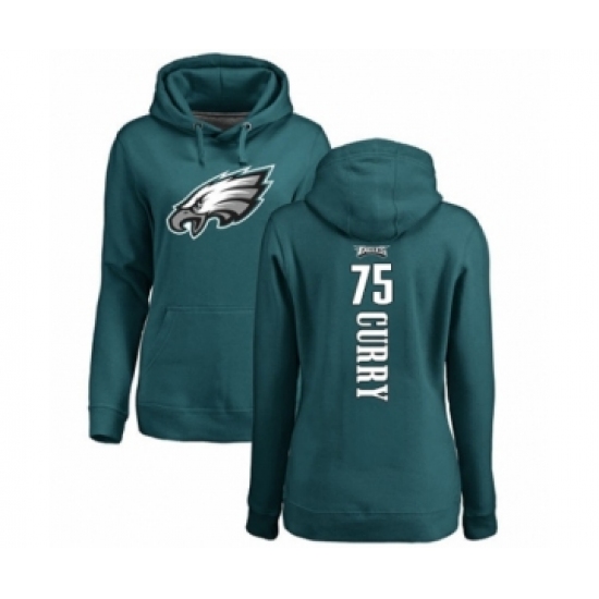 Women's Philadelphia Eagles #75 Vinny Curry Green Backer Pullover Hoodie