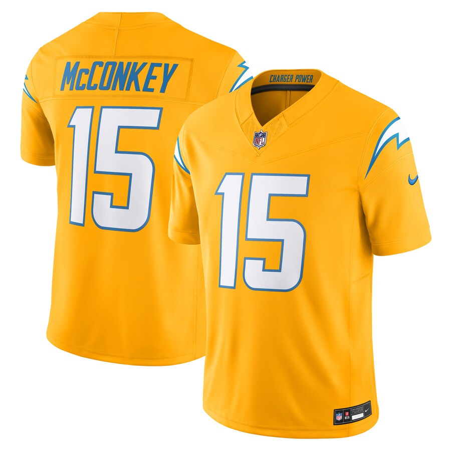 Men's Los Angeles Chargers Ladd McConkey Nike Gold Alternate Charger Power Vapor F.U.S.E. Limited Jersey