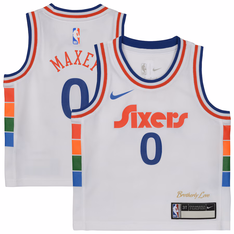 Preschool Philadelphia 76ers Tyrese Maxey Nike White 2024/25 Swingman Player Jersey - City Edition