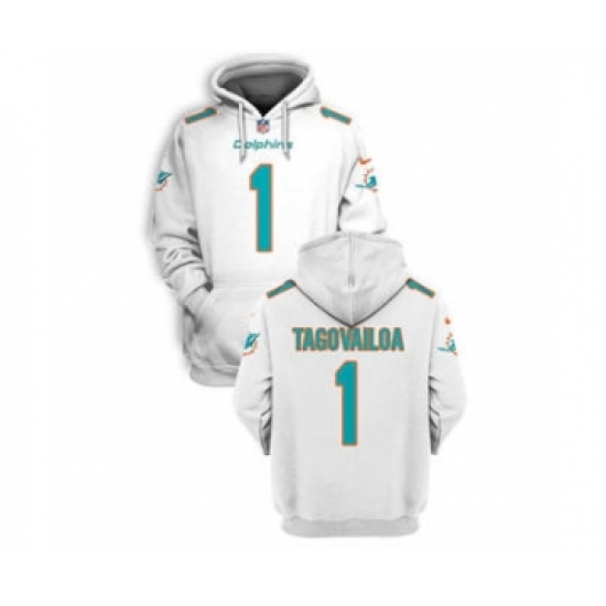 Men's Miami Dolphins #1 Tua Tagovailoa 2021 White Pullover Football Hoodie