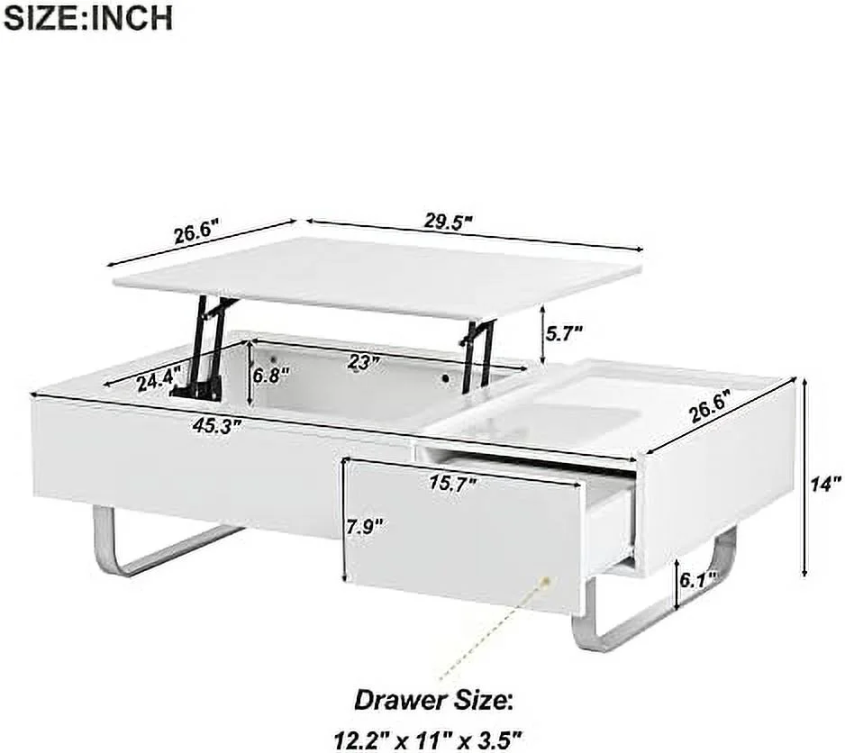 HYHBIBOOM Lift Top Coffee Table with Open Shelves Modern Multi-Functional Coffee Table for Living Room 3 in 1 Lift-Top Coffee Table - Curated Treasures Market