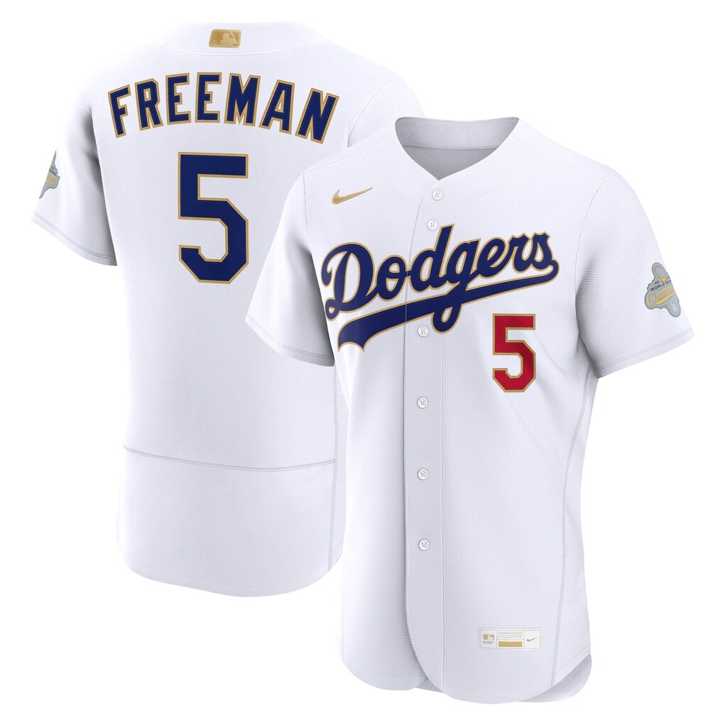 Men's Los Angeles Dodgers Freddie Freeman Nike White 2026 Gold Collection Authentic Jersey