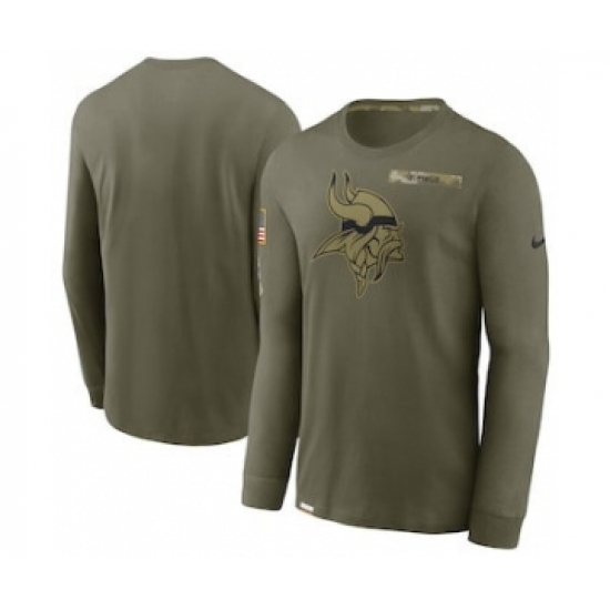 Men's Minnesota Vikings Football Olive 2021 Salute To Service Performance Long Sleeve T-Shirt