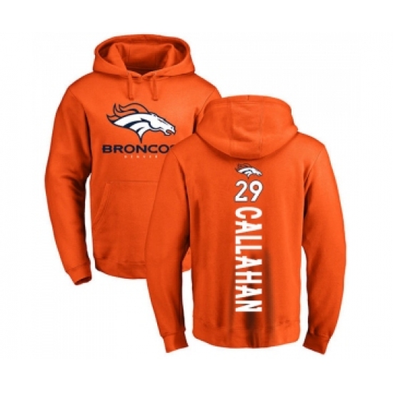 Football Denver Broncos #29 Bryce Callahan Orange Backer Pullover Hoodie