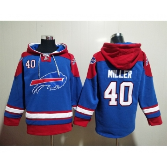 Men's Buffalo Bills #40 Von Miller Blue Ageless Must Have Lace Up Pullover Hoodie