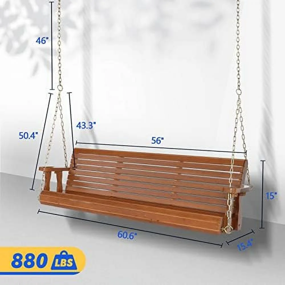 MQLIFEBOOM Upgraded Patio Wooden Porch Swing for Courtyard & Garden  Heavy Duty 880 LBS Swing Chair Bench with Hanging Chains for Outdoors (5 FT  White) - Curated Treasures Market