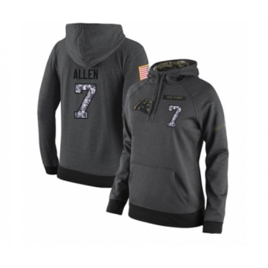 Football Women's Carolina Panthers #7 Kyle Allen Stitched Black Anthracite Salute to Service Player Performance Hoodie
