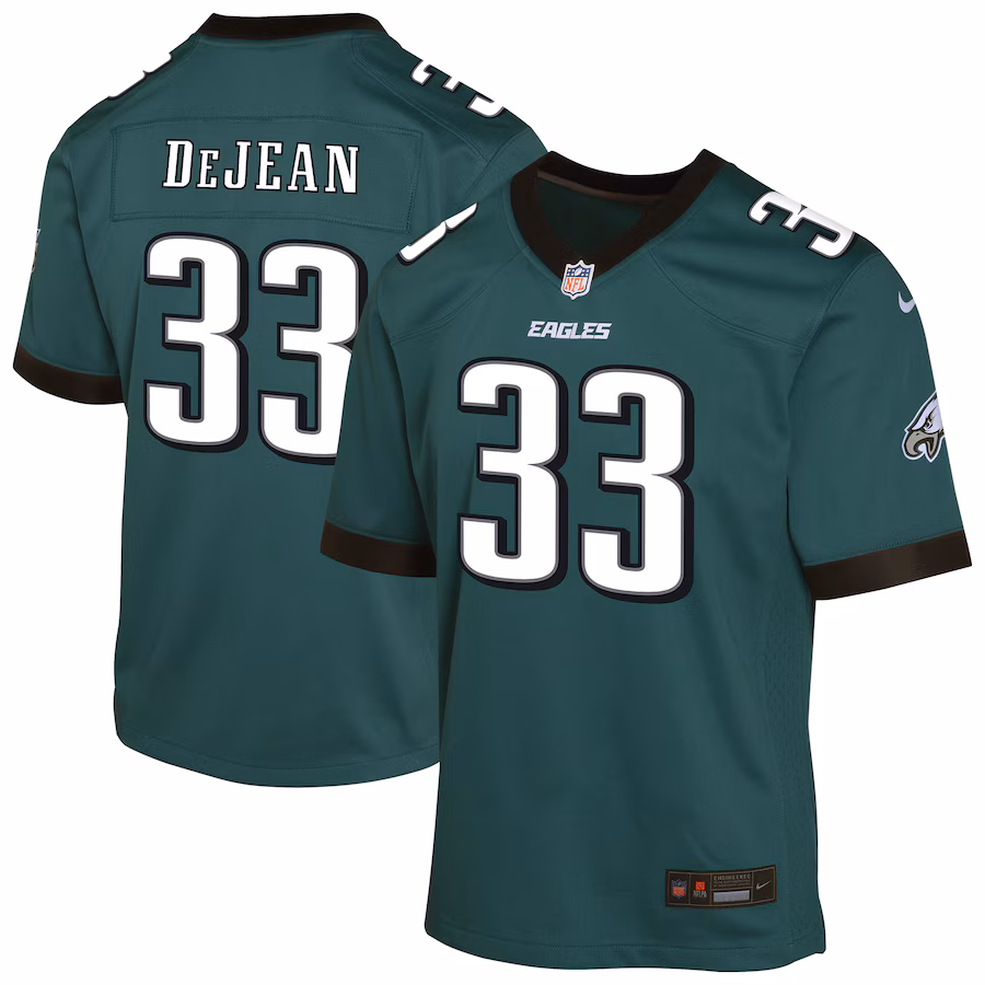 Youth Philadelphia Eagles Cooper DeJean Nike Midnight Green Game Player Jersey