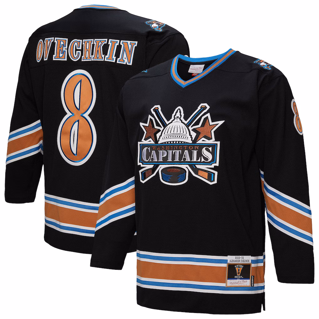 Men's Washington Capitals Alexander Ovechkin Mitchell & Ness Black 2005/06 Power Play Jersey