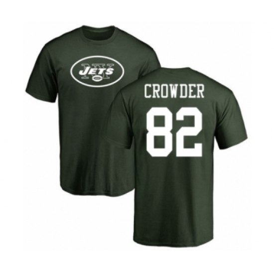 Football New York Jets #82 Jamison Crowder Green Name & Number Logo T-Shirt