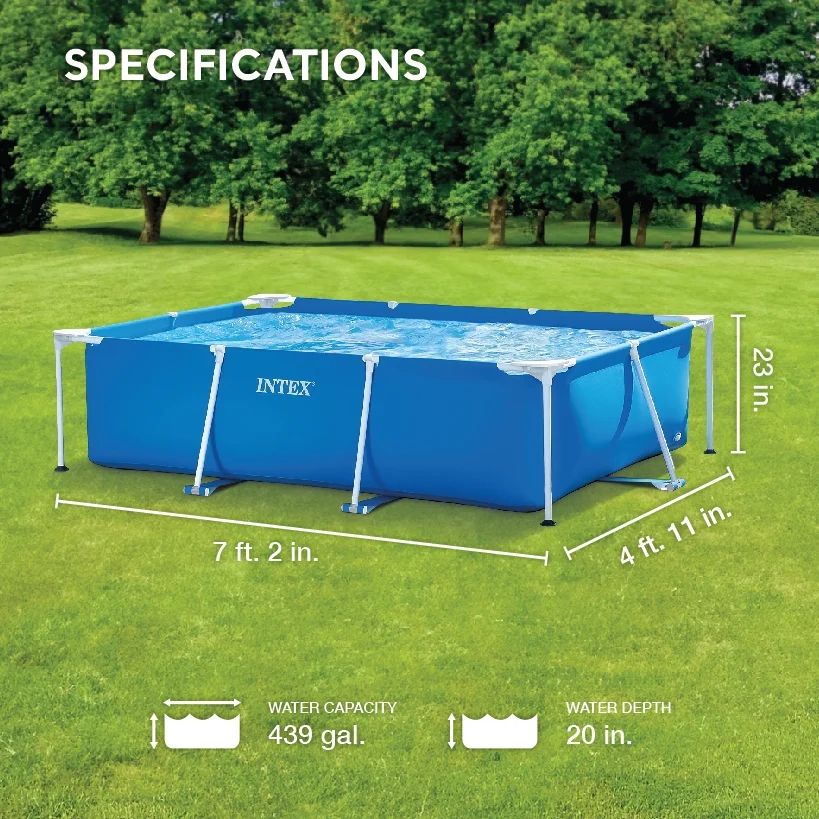 Intex 14.75' x 33 Rectangular Frame Above Ground Outdoor Swimming Pool