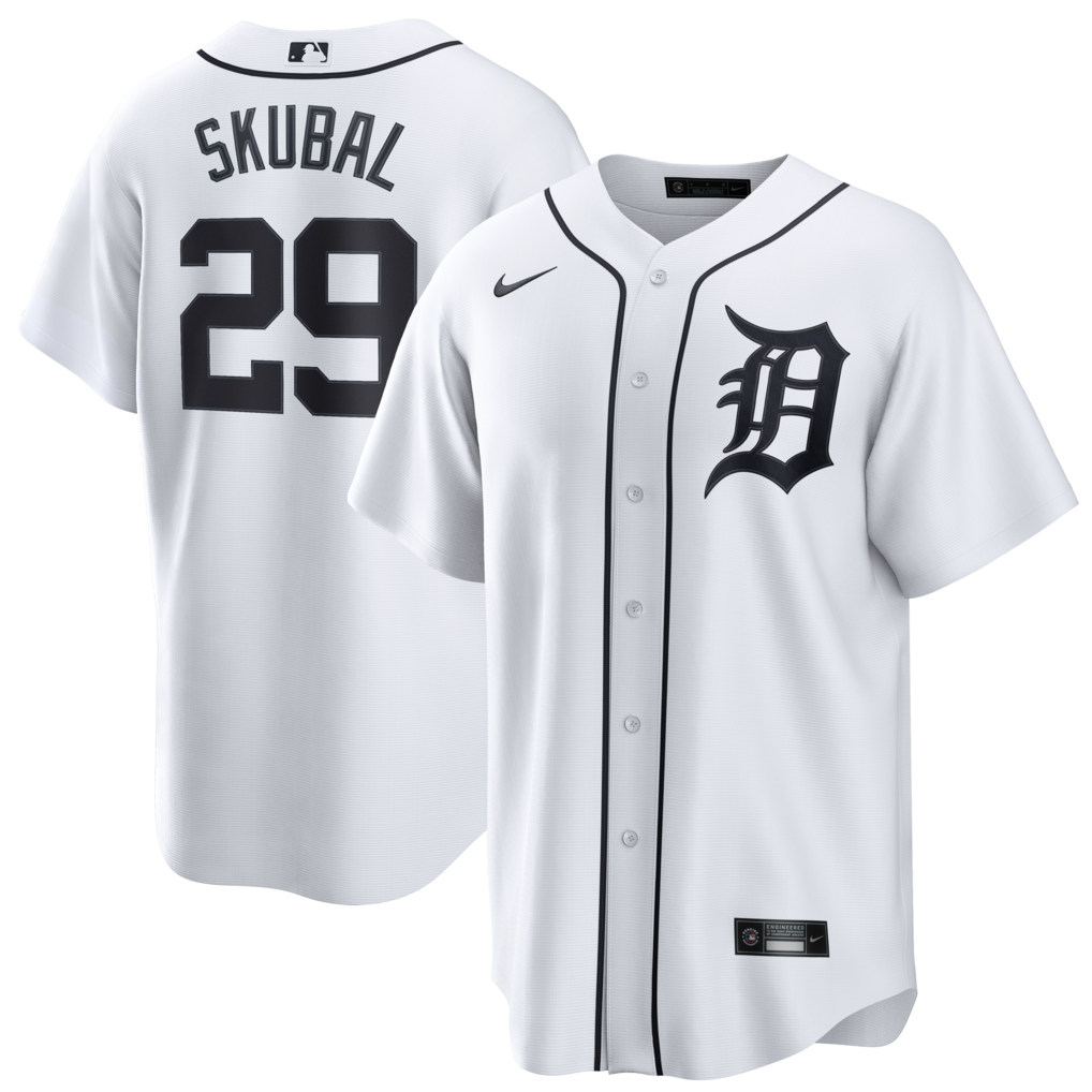 Men's  Detroit Tigers Tarik Skubal Nike White Home Replica Jersey