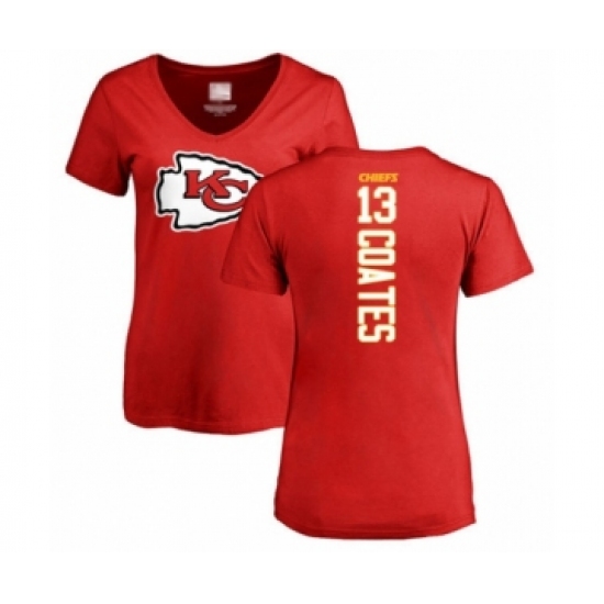 Football Women's Kansas City Chiefs #13 Sammie Coates Red Backer T-Shirt