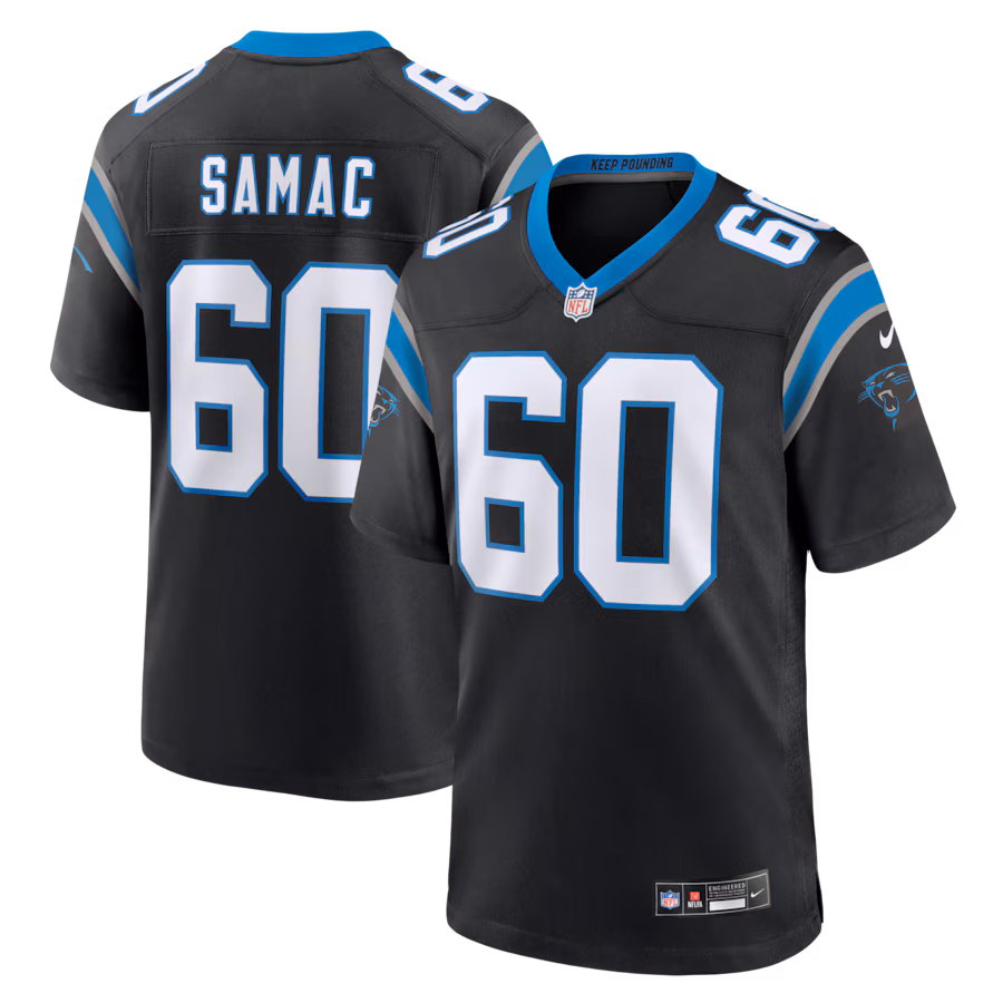 Men's Carolina Panthers Nick Samac Nike Black Team Game Jersey