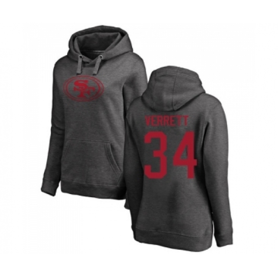Football Women's San Francisco 49ers #34 Jason Verrett Ash One Color Pullover Hoodie