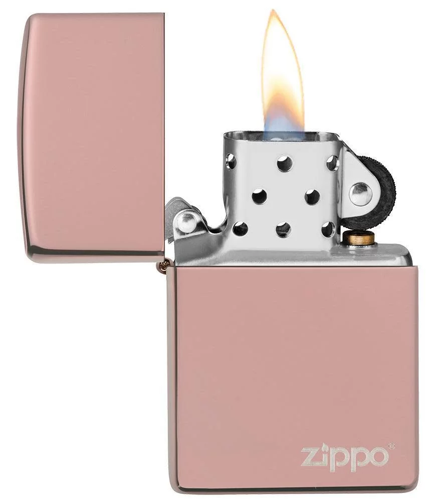 Zippo High Polish Rose Gold Zippo Logo Pocket Lighter - Curated Treasures Market