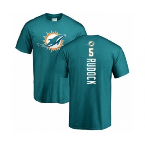 Football Miami Dolphins #5 Jake Rudock Aqua Green Backer T-Shirt