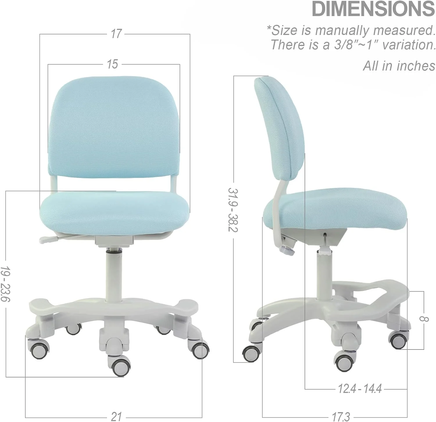 Ergonomic Kids Desk Chair, Child's Children Student Study Office Computer Chair, Adjustable Height and Seat Depth, Detachable Footrest and Lumbar Support (Blue, W/Chair Slipcovers) - Curated Treasures Market