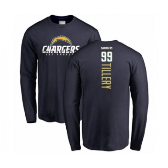 Football Los Angeles Chargers #99 Jerry Tillery Navy Blue Backer Long Sleeve T-Shirt