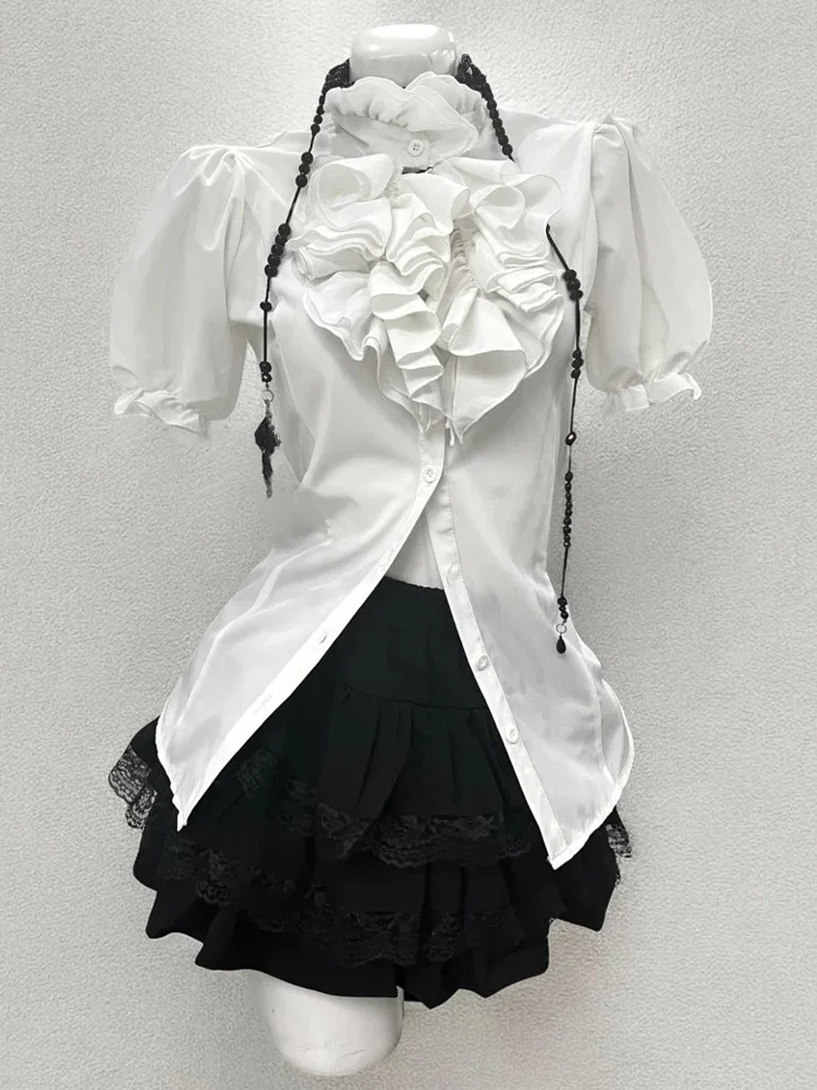 ’Scholar Chic'Vintage-Style Shirt, Vest & Mini Skirt Three-Piece Set