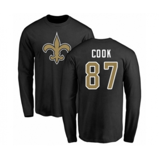 Football New Orleans Saints #87 Jared Cook Black Name & Number Logo Long Sleeve T-Shirt