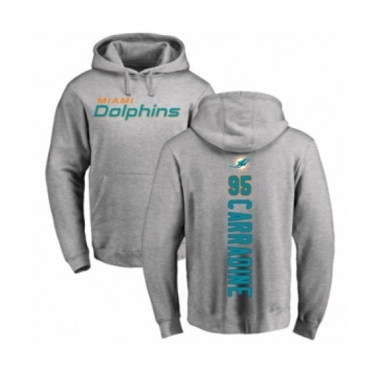 Football Miami Dolphins #95 Tank Carradine Ash Backer Pullover Hoodie