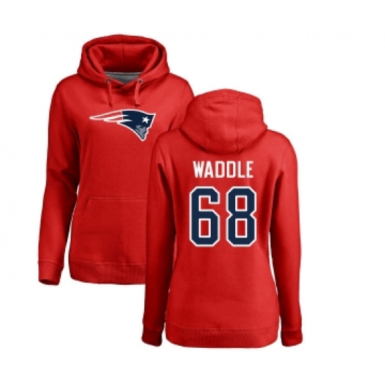 Football Women's New England Patriots #68 LaAdrian Waddle Red Name & Number Logo Pullover Hoodie