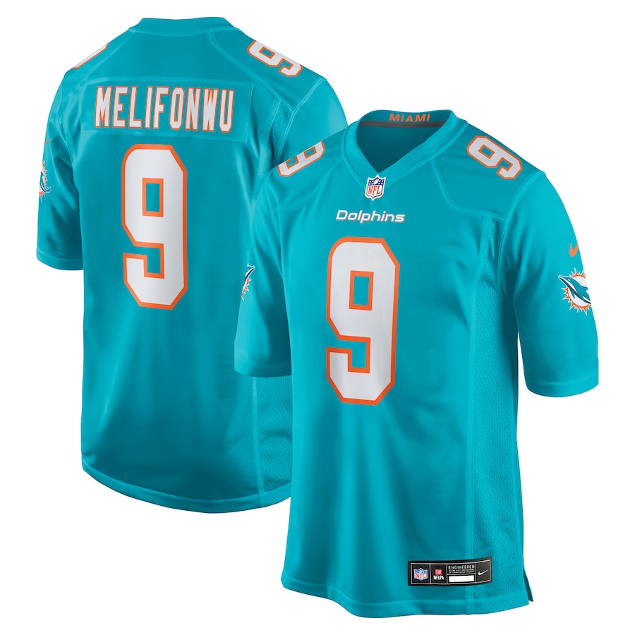 Men's Miami Dolphins Ifeatu Melifonwu Nike Aqua Team Game Jersey