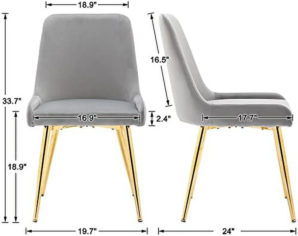 TJUNBOLIFE Modern Dining Chairs Velvet Upholstered Accent Chairs Contemporary Kitchen Side Chair Shiny Gold Legs   Cream  Dining Chairs - Curated Treasures Market