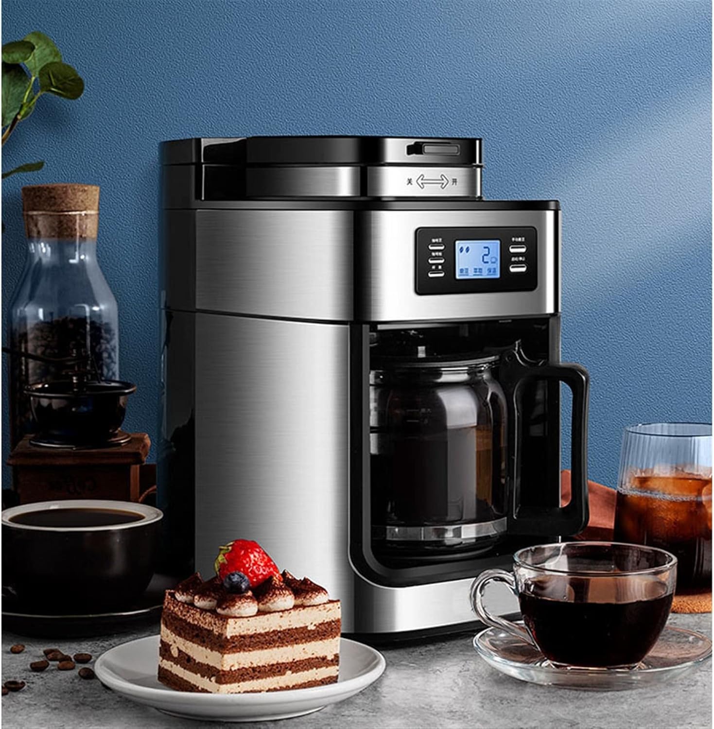 Built-in coffee machines Automatic Coffee Maker Machine With Grinder Fully Automatic Drip Home Appliance Electric Coffee Makers (Size : EU)