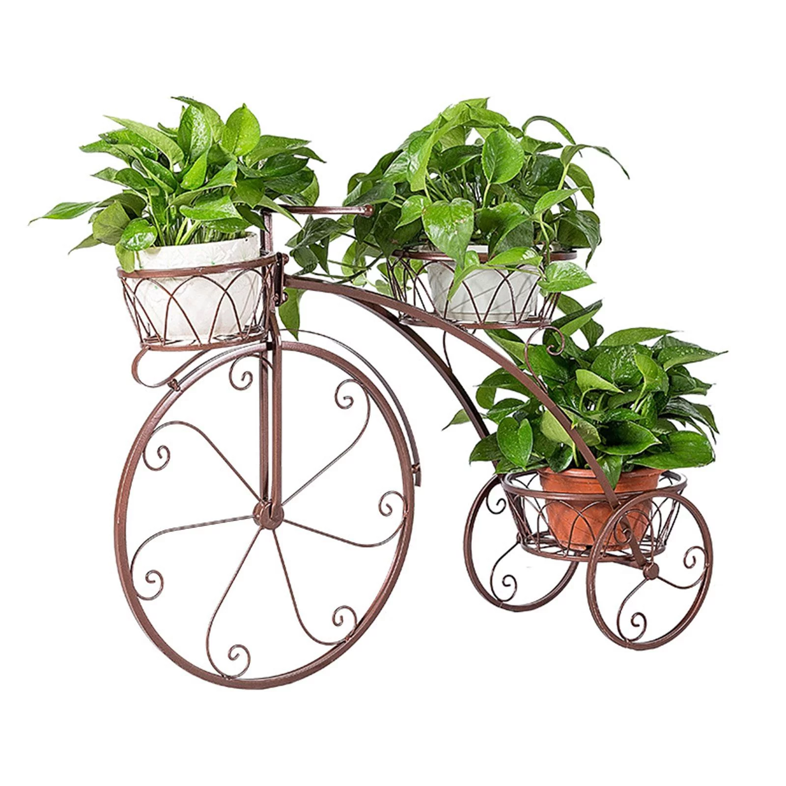 European Style Flower Rack, Cart Holder, Bookshelf Flower Pot Multipurpose Plant Stand for Patio Balcony Fence Home Decoration Copper - Curated Treasures Market