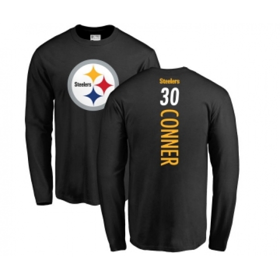 Football Pittsburgh Steelers #30 James Conner Black Backer Long Sleeve T-Shirt