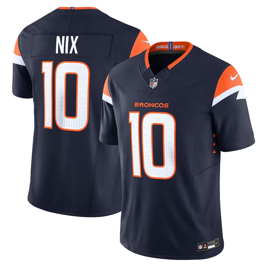 Men's Denver Broncos Bo Nix Nike Navy Alternate Vapor F.U.S.E. Limited Jersey