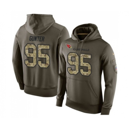 Football Arizona Cardinals #95 Rodney Gunter Green Salute To Service Men's Pullover Hoodie