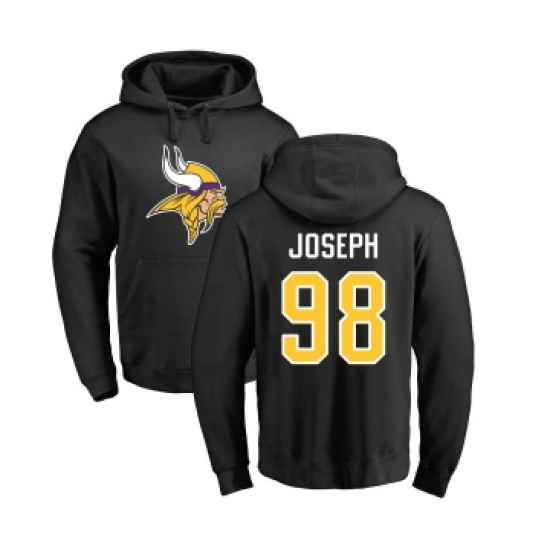 Football Minnesota Vikings #98 Linval Joseph Black Name & Number Logo Pullover Hoodie