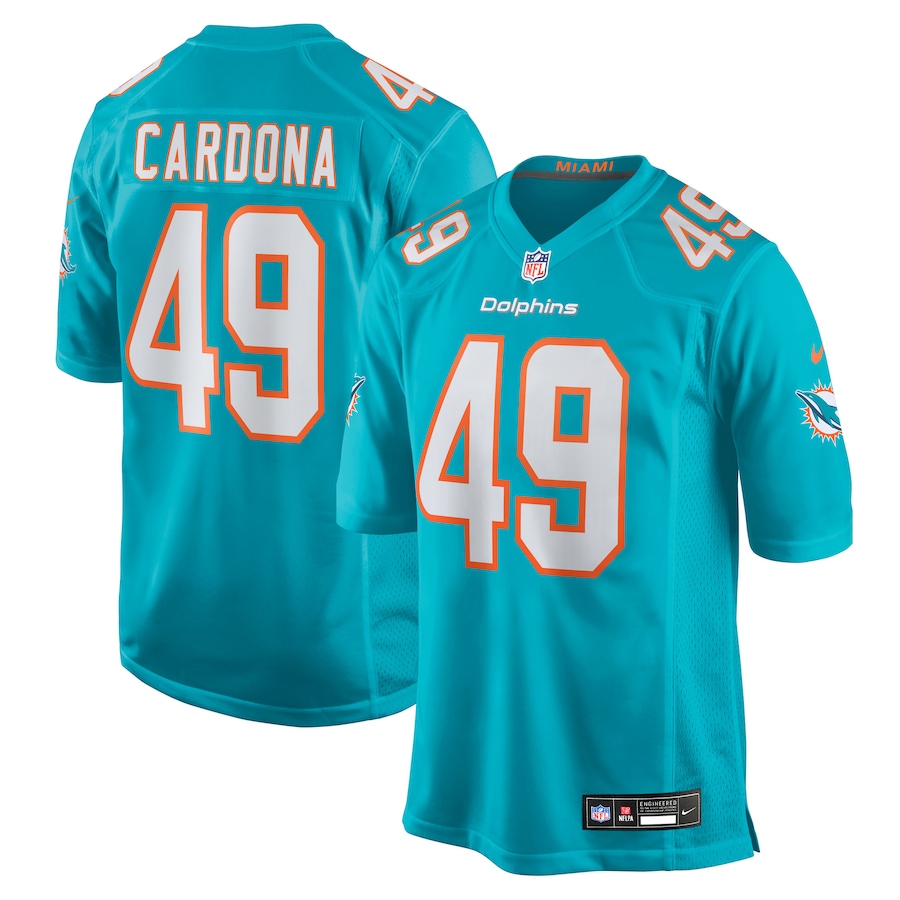 Men's Miami Dolphins Joe Cardona Nike Aqua Team Game Jersey